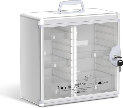 Lockable Medicine Cabinet with 5 Removable Trays, Wall Mounted & Portable by Glosen