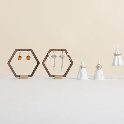 GemeShou 3pcs Wooden stud earring organizer holder, walnut earring hangers - Image 2