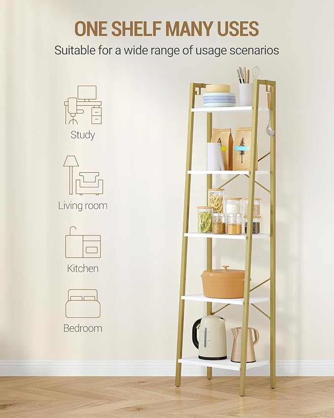 Hzuaneri Ladder Shelf, Freestanding Corner Storage Shelf | Bookcase - Image 6