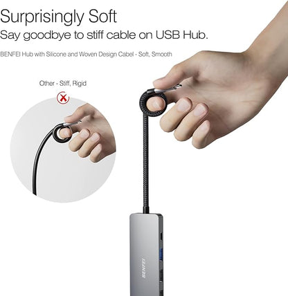 BENFEI USB C Hub 5-in-1 with 4K HDMI, 100W Power Delivery, 3 USB-A, Silicone - Image 2