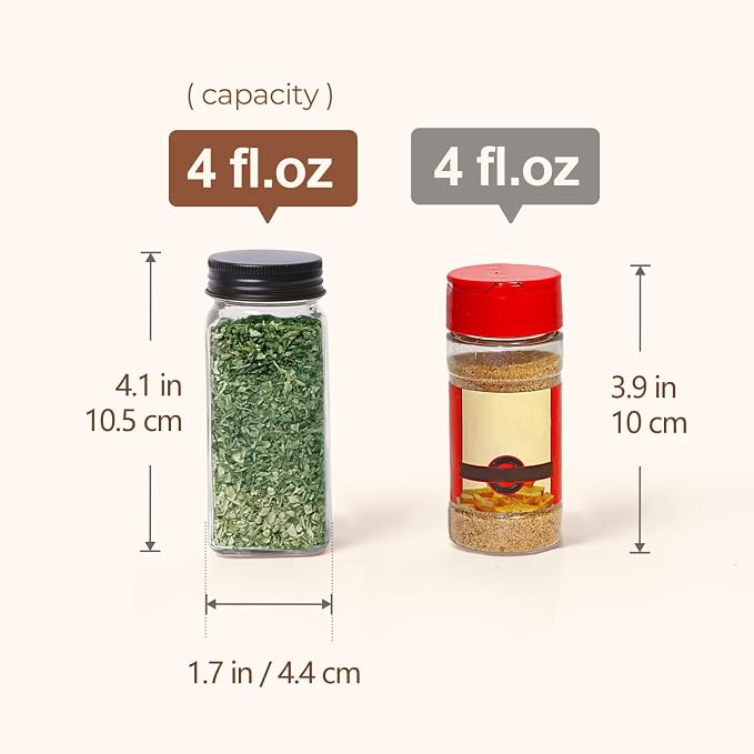 ComSaf Glass Spice Jars with with Labels 4 oz 6 Pack Small Square | Empty - Image 5