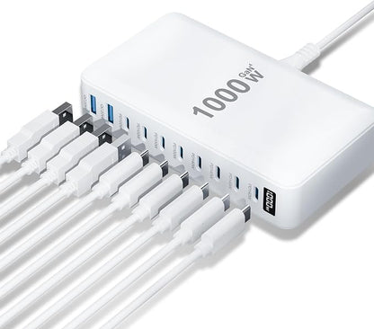 USB C Charger 1000W USB C Charger Block, Upgraded GaN IV 10-Port Charging by SMSASOEO