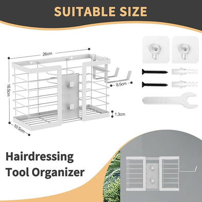 FUNKYLEE Hair Tool Organizer, 3 in 1 Metal Bathroom Blow Dryer Organizer Wall - Image 5