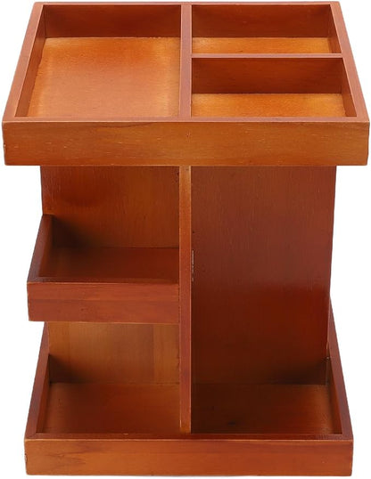 Wooden Rotating Makeup Organizer, 360 Spinning Vanity Makeup Holder Rack - Image 4