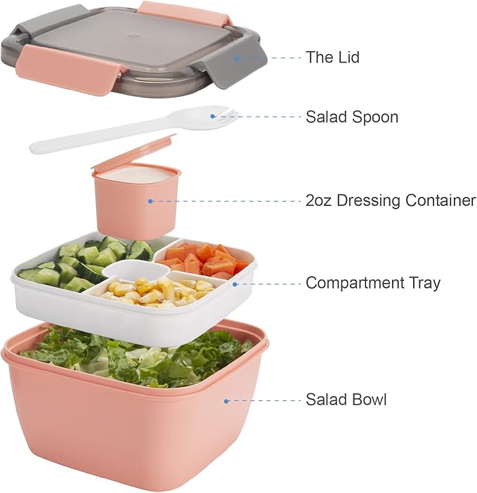 Salad Lunch Container To Go, 2 Packs 52-oz Salad Bowls to go - Image 2
