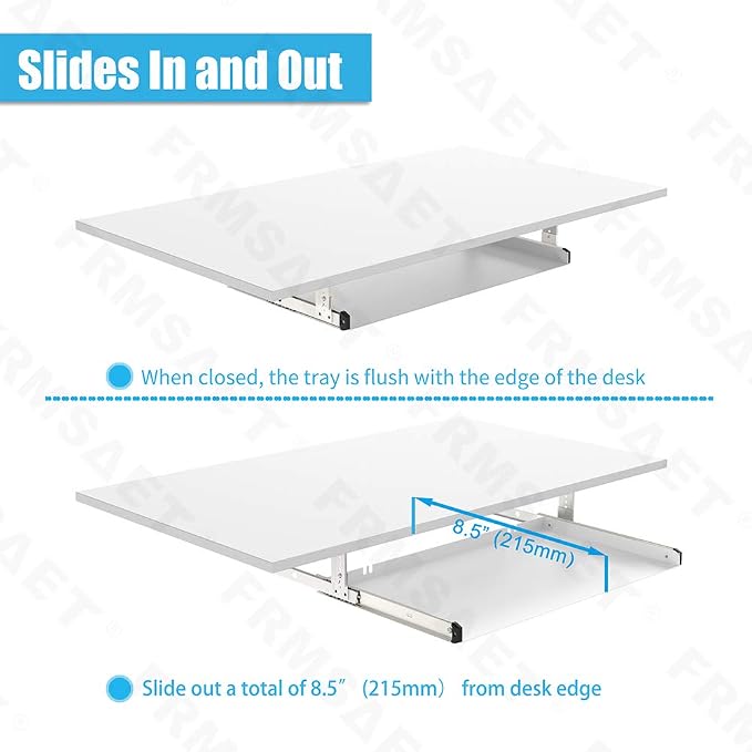 FRMSAET Under Desk Keyboard Tray Heavy-Duty All-Metal Material 20/24/30 inches - Image 3