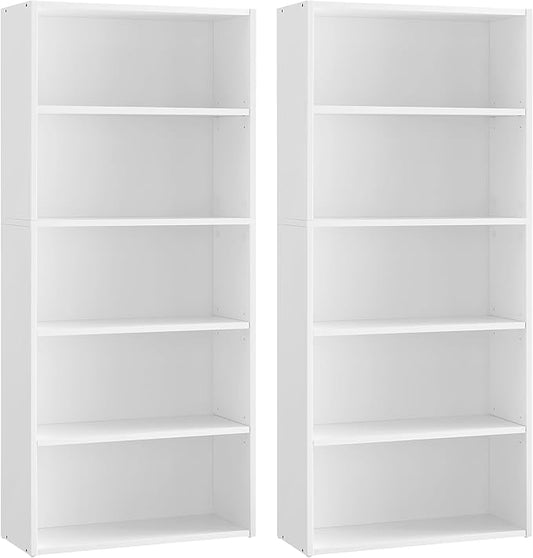 VASAGLE Set of 2 Bookshelves, 23.6 Inches Wide, 5-Tier Open Bookcases by VASAGLEbySONGMICSHOME