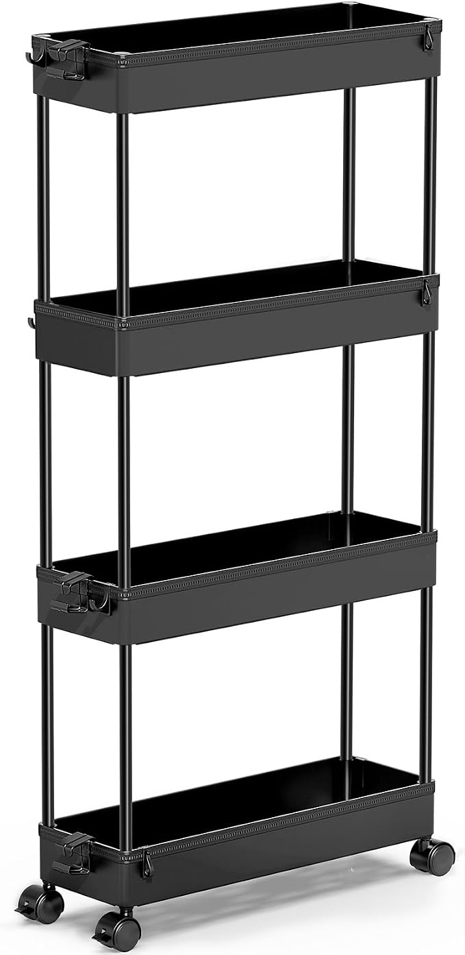 SPACEKEEPER Slim Rolling Storage Cart, 4 Tier Bathroom Cart Organizer, Mobile by SPACEKEEPER