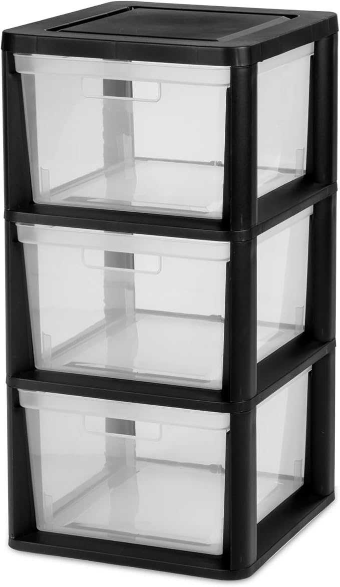 Medium 3 Drawer Tower with Removable Clear Plastic Storage Bins, Easy Assembly by Unknown