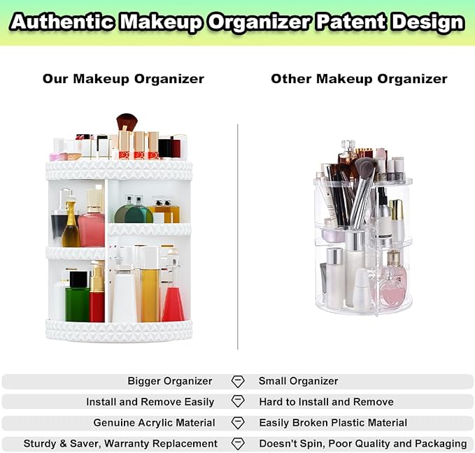 360 Rotating Makeup Organizer, DIY Adjustable Makeup Carousel Spinning Holder - Image 5