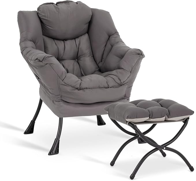 LITA Lazy Chair with Ottoman, Modern Accent Leisure Upholstered Lazy Sofa by LITA