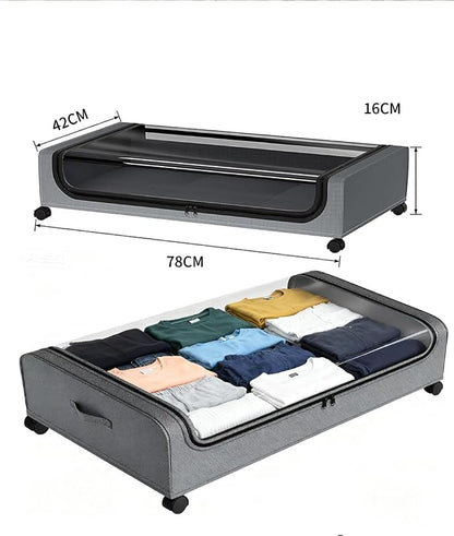 Under Bed Storage with Wheels, 6.7'' Tall Underbed Storage Containers with Lids - Image 6