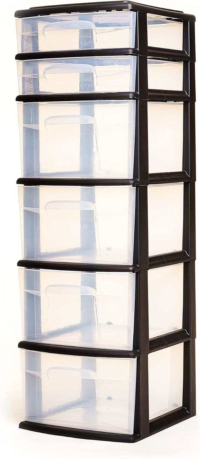 HOMZ 2-Pack Drawer Tower, 6-Tier Clear Plastic Storage Organizer Cart, and - Image 8