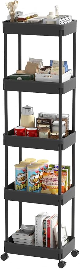 Sooyee 5-Tier Plastic Rolling Utility Cart by Sooyee
