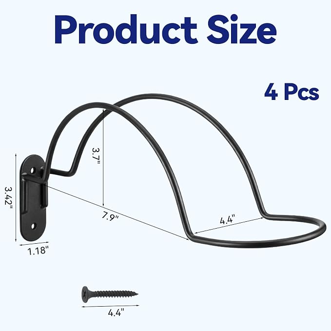 4 Pack Wall Mounted Helmet Rack, Storage Display Rack Helmet Holder Hook - Image 2