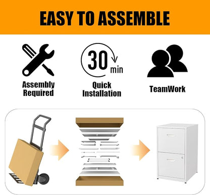 2 Drawer File Cabinet with Lock, Metal Two Drawer Vertical Filing Cabinets - Image 8
