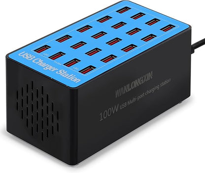 USB Charging Station, 100W 20-Port Multi Smart Safety Fast Charger Station by WANLONGXIN