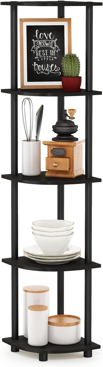Furinno TURN-N-TUBE Corner Shelf Set of 2, 5-Tier Corner Bookshelf, Open - Image 8