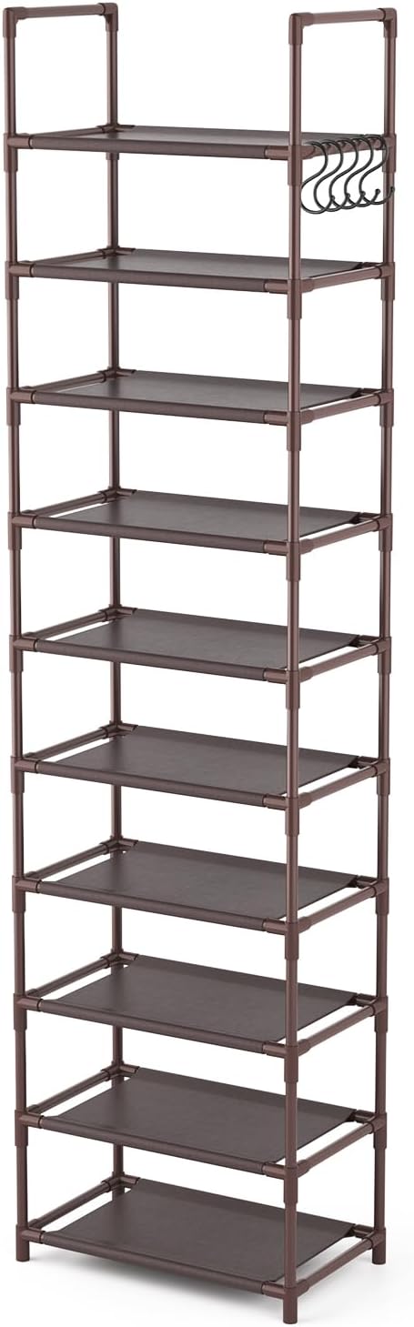LANTEFUL 10 Tiers Tall Shoe Rack 20-25 Pairs Boots Organizer Storage Sturdy - Image 8