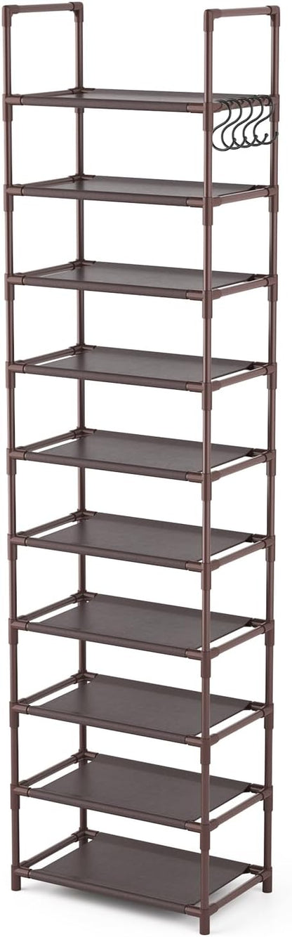 LANTEFUL 10 Tiers Tall Shoe Rack 20-25 Pairs Boots Organizer Storage Sturdy - Image 8