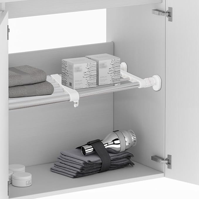 BAOYOUNI Closet Organizer Tension Shelf Expandable 15.75-23.62" Ivory | - Image 6