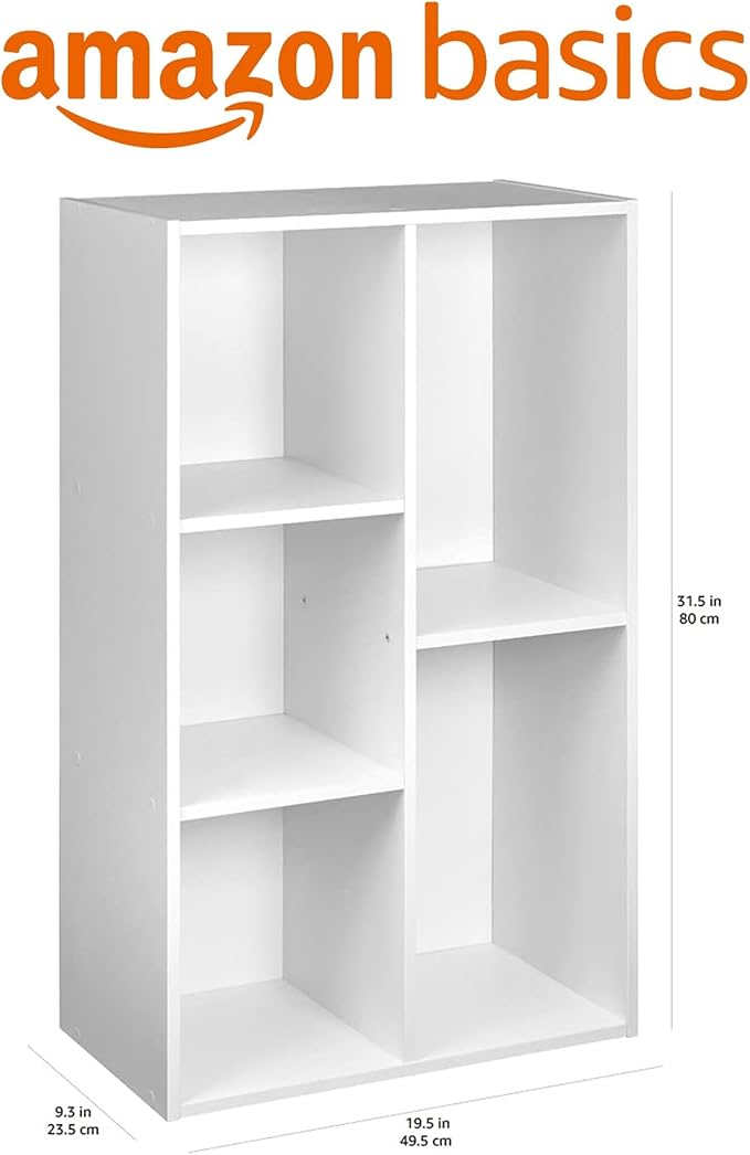 Amazon Basics 5 Cube Storage Organizer Bookcase, Sturdy Shelves - Image 3
