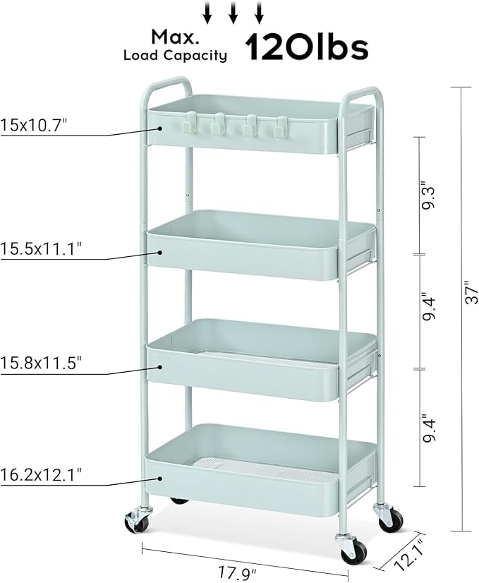 TOOLF 4-Tier Rolling Cart - Image 2
