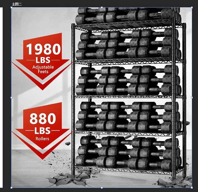 REIBII Storage Shelves Load 1980LBS, 5 Tier Metal Shelving Unit - Image 5