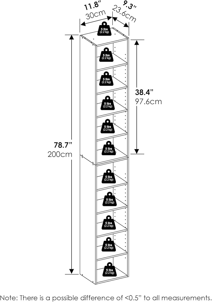 Furinno PASIR Book Shelf, 10-Tier Bookshelf, Bookcase - Image 3