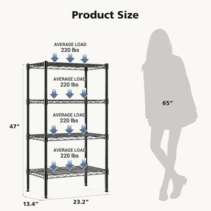 DUMOS 4-Tier Metal Wire Storage Shelves, Adjustable Standing Storage Rack Shelf - Image 3