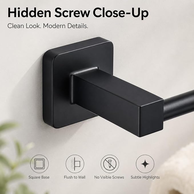 Matte Black Bathroom Hardware Set 4 Pieces, Bathroom Accessories Set Stainless - Image 5