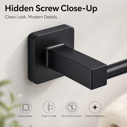 Matte Black Bathroom Hardware Set 4 Pieces, Bathroom Accessories Set Stainless - Image 5