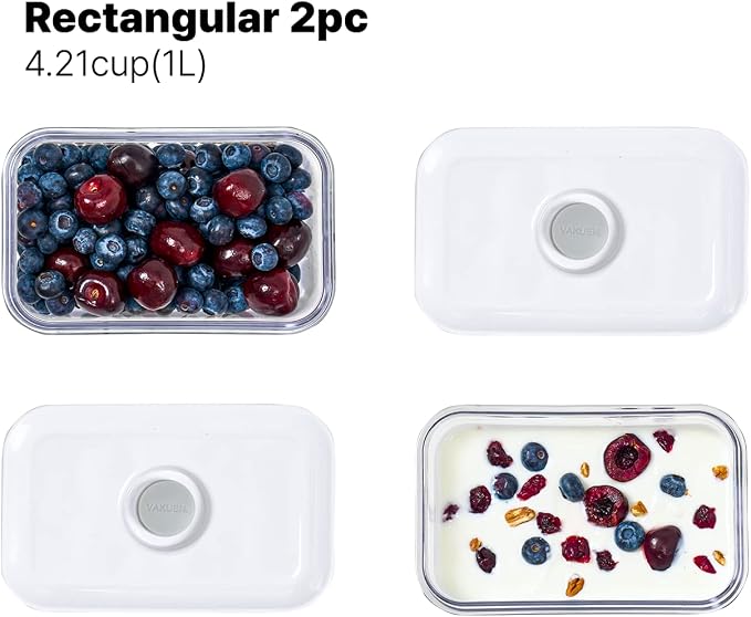 VAKUEN Premium Airtight Food Storage Containers, Rectangular 2PC, Smart - Image 6