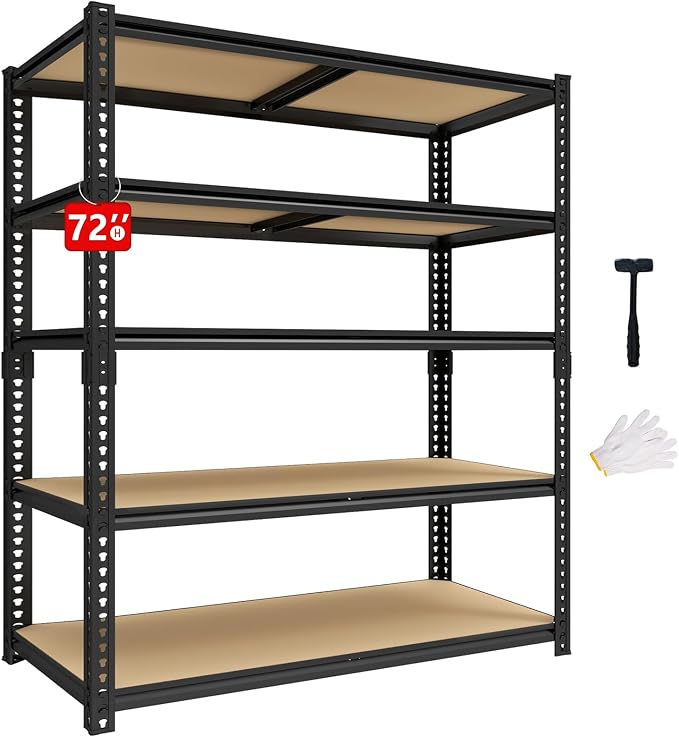 72" H Heavy Duty Garage Shelving, 2400LBS Capacity 5-Tier Storage Shelves by Unknown