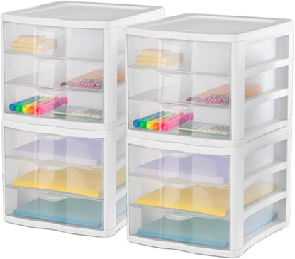 4 Sterilite ClearView Portable 3 Storage Drawer Organizer Cabinets - Image 5