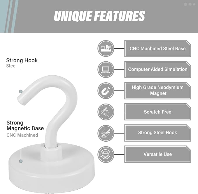 Neosmuk Magnetic Hooks, Heavy Duty 130lb+ Strong Magnet Hook - Image 6