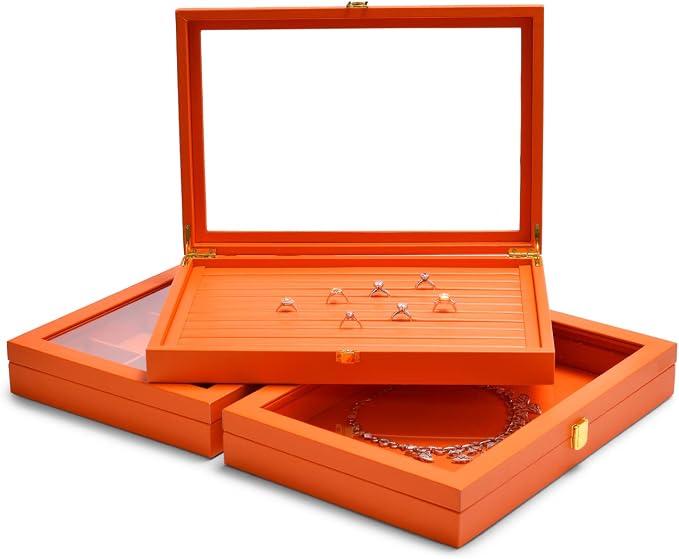 Oirlv 24 Grid Premium Leather Jewelry Organizer Tray - Image 8