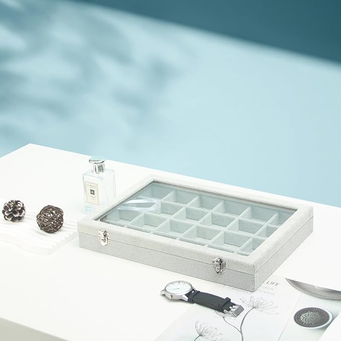 Coward Jewelry Organizer Tray Box, 24 Grids Ring Earring Chain Bracelet - Image 4