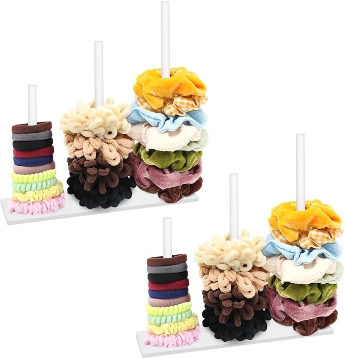 SMUK 2Packs 3-Tiers Acrylic Scrunchie Holder Organizer by SMUK