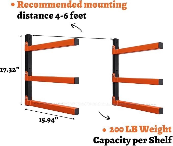 HOME RIGHT 2 Pack Lumber Rack, Wood Organizer and Lumber Storage Rack Wall Mount - Image 5