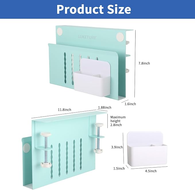 LUKETURE Desk Side Storage Laptop Holder No Drill Clamp On Organizer | Steel - Image 3