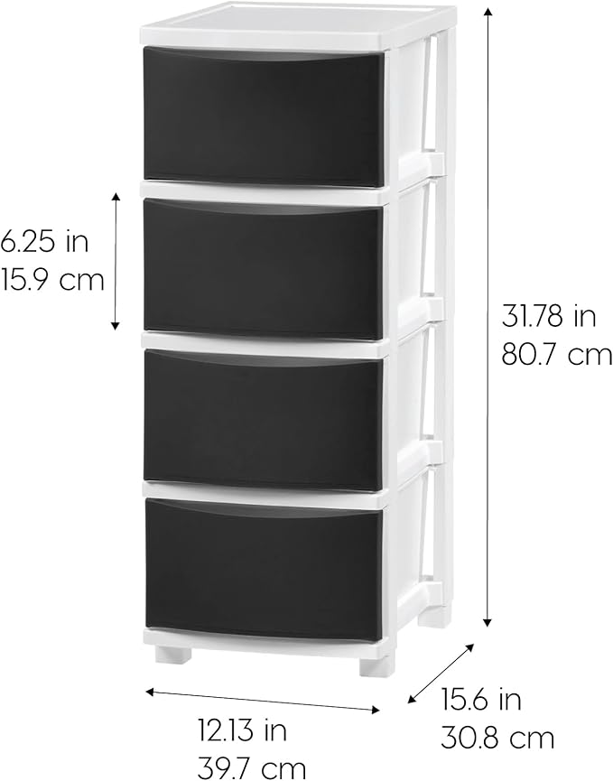 IRIS USA 4-Drawer Slim Narrow Storage Organizer, school essentials, beauty items - Image 3