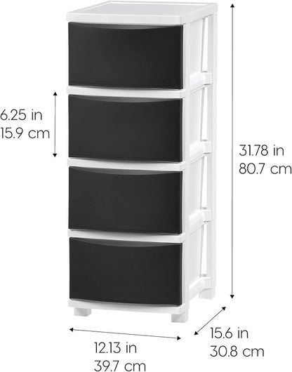 IRIS USA 4-Drawer Slim Narrow Storage Organizer, school essentials, beauty items - Image 3