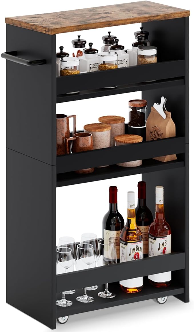 MARTY Rolling Storage Cart 7.9" W, 4-Tier Kitchen Cart by MARTY