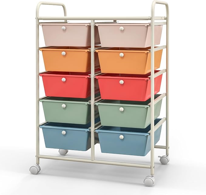 Giantex 10 Drawers Rolling Cart, Classroom Organizers, Storage Cart - Image 9