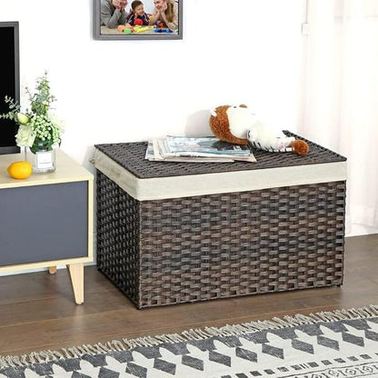 SONGMICS Storage Basket with Lid, Woven Blanket Storage Bin with Handles - Image 7