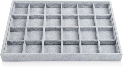 Oirlv 24 Grid Ice Velvet Jewelry Drawer Organizer Tray Stackable Jewelry Trays by Oirlv