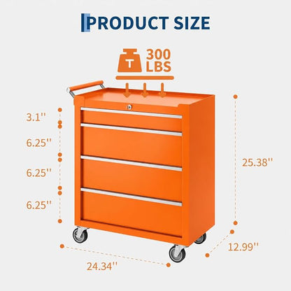 Garvee Rolling Tool Chest, 4 Drawers Tool Storage Cabinet, Toolbox - Image 3