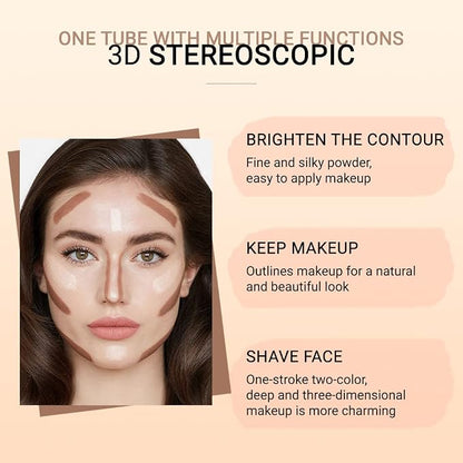 evpct 2In1 Cream Contour Stick Contouring Concealer Sticks Makeup Face Cream Kit - Image 4