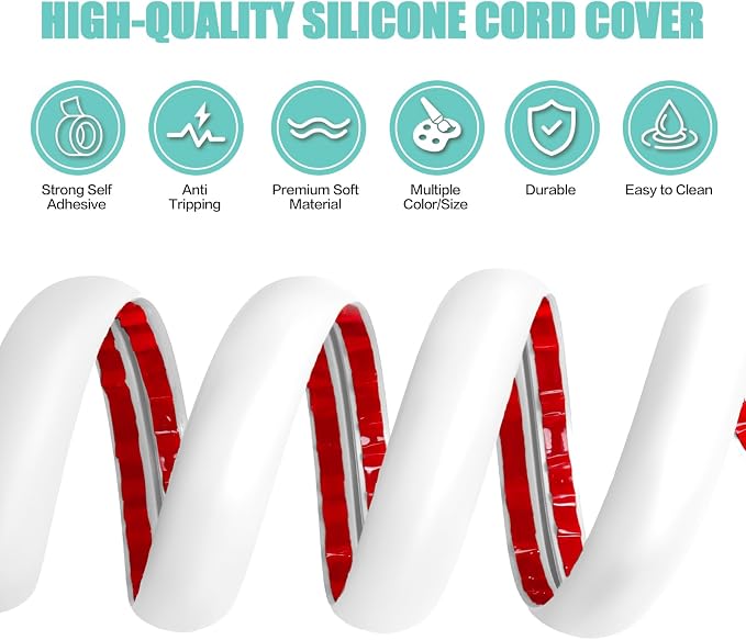 Floor Cord Cover Self Adhesive Cord Hider, 3.3FT Cable Management, Extension - Image 3